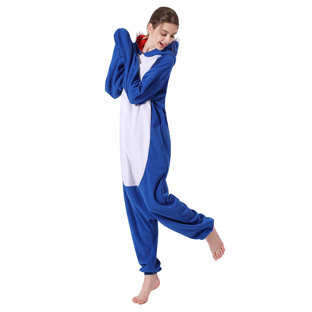 Blue Shark Onesie Pajamas Kigurumi Unicorn New Animal Men Women Adult  Cartoon Soft Halloween Party Costumes Jumpsuits Slipper
