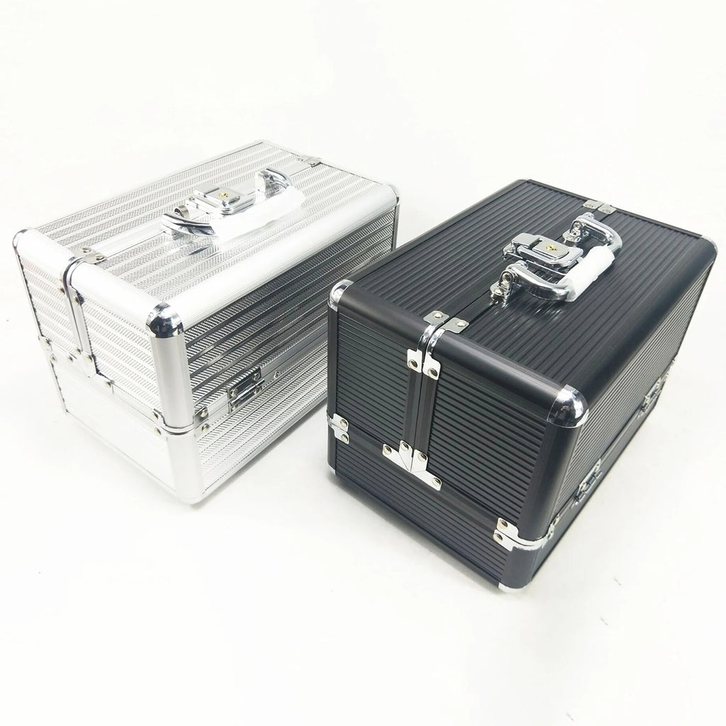 Portable Makeup Train Case Large Capacity Adjustable 4 Sliding Trays Cosmetic Case Storage Organizer for Jewelry Nails Beauty