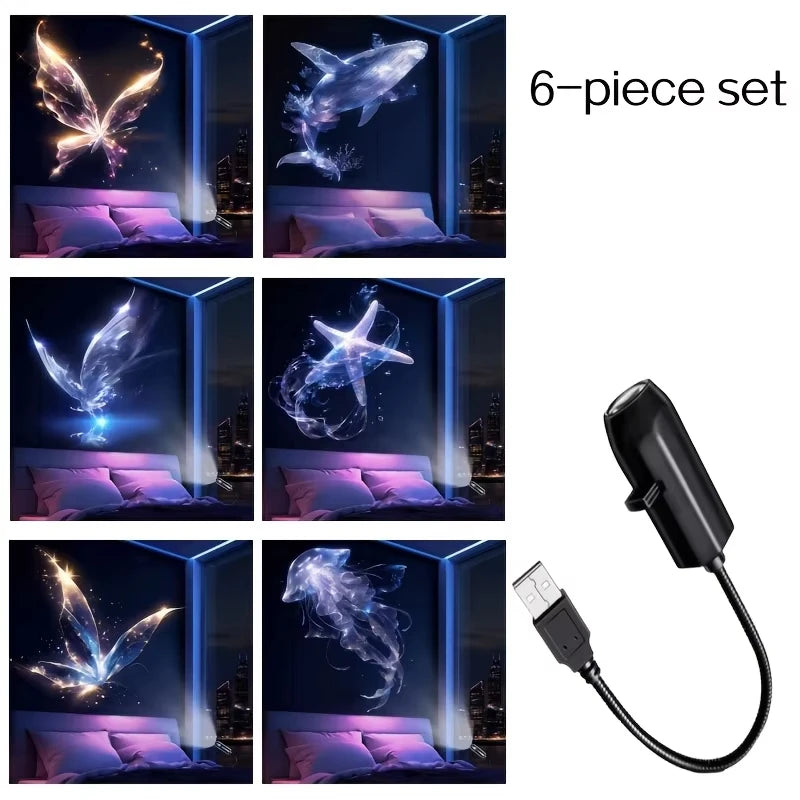 LED Car Star Projector Galaxy Light USB Plug & Play 10 Patterns Galaxy Astronaut Moon Projection Lamp for Car Interior Bedroom