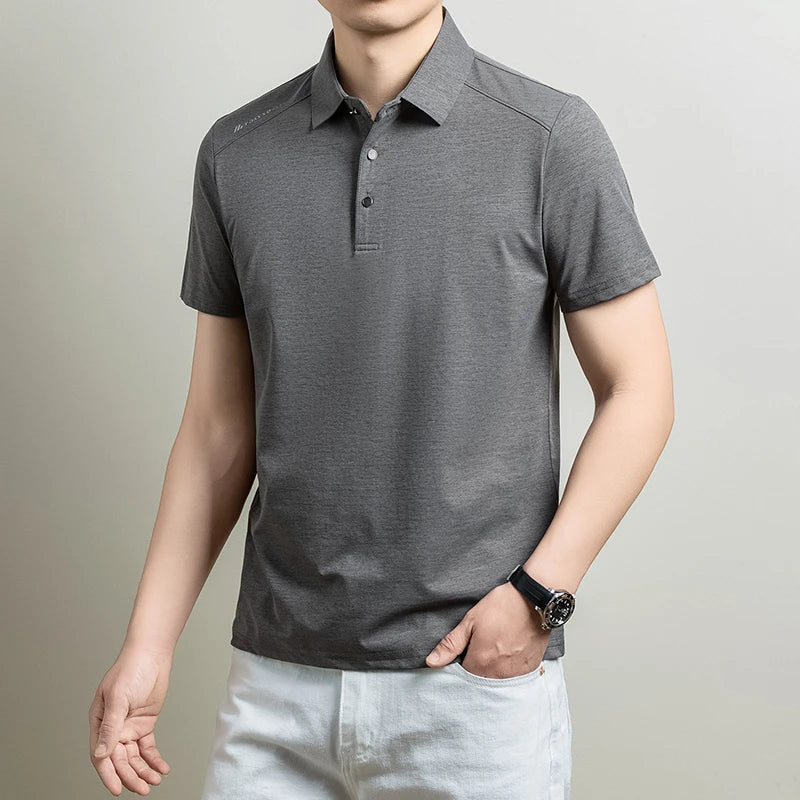 Mens Heathered Polo Shirts Short Sleeve Casual Business Golf Shirt Breathable Quick Dry Lightweight Summer Tops for Men