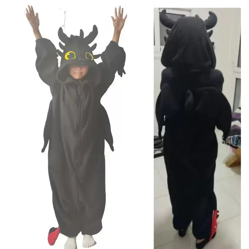 Black White Dragon Onesie Pajamas Kigurumi Unicorn Jumpsuit Animal Pijamas Christmas Halloween Cosplay Costume Cute Outfits