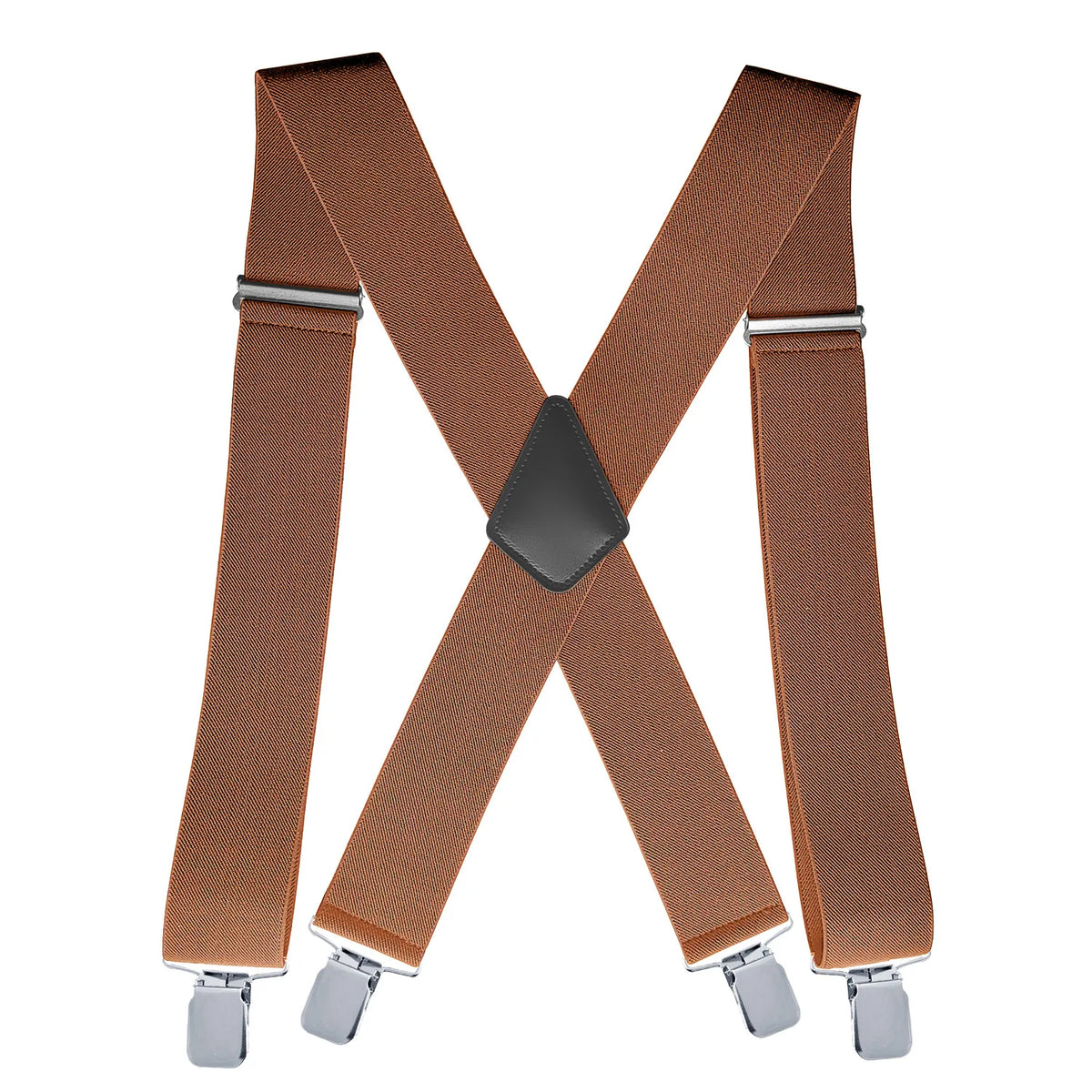 Heavy Duty Big Size Suspenders for Men Work Outdoor 2 Inch Wide X Back 4 Strong Clips Adjustable Elastic Trouser Braces Straps