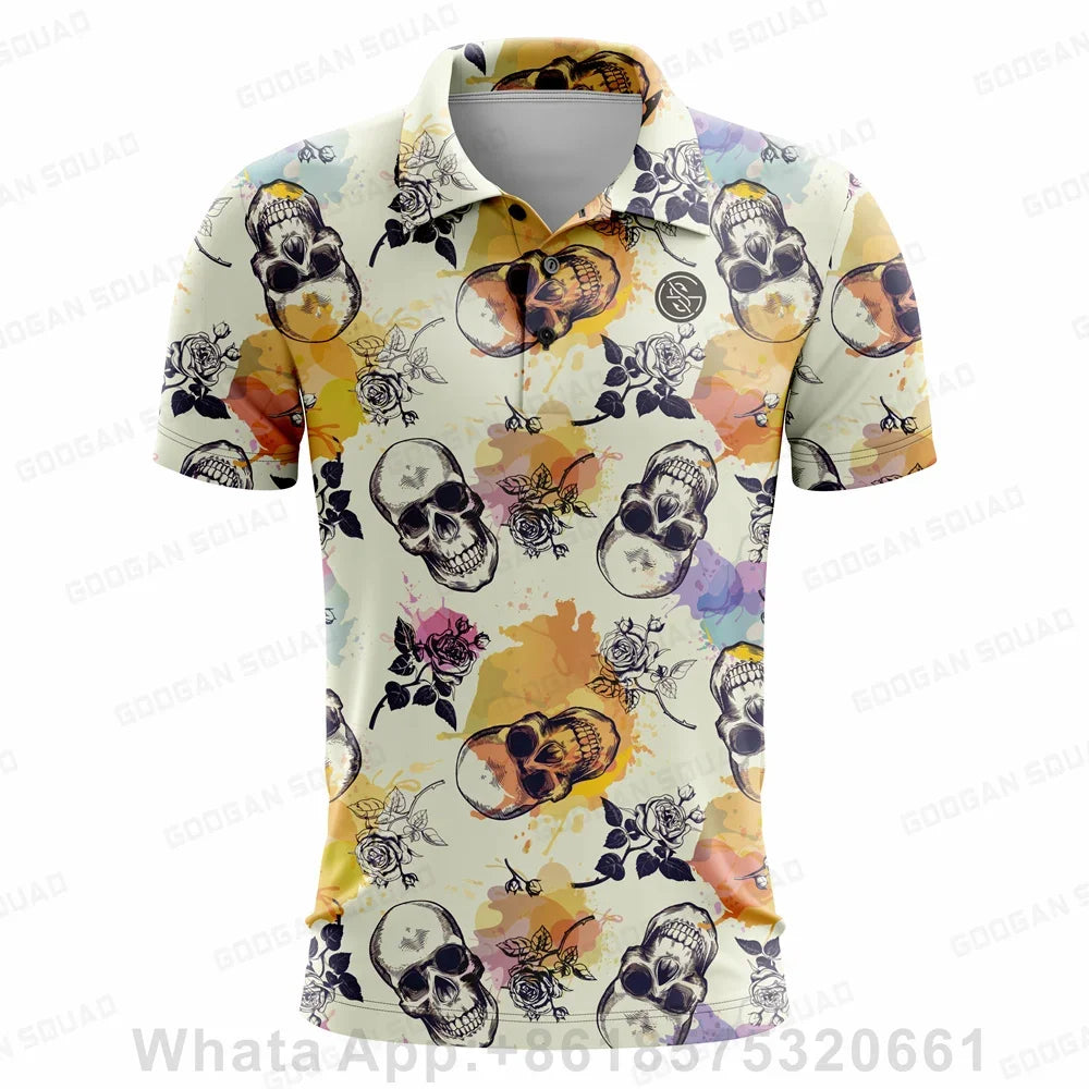 Summer Casual T-shirts Mens Short Sleeve Polo Shirts Lapel Button Work Clothing Shirts Quick Dry Tee Sports Golf T-shirt 2023