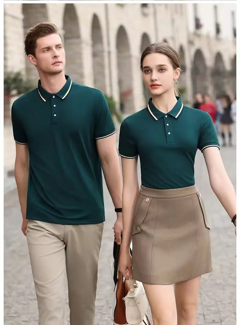 Classic Men Short Sleeve Polo Shirt 100% Mercerized Cotton Breathable Summer Golf Business Casual Athletic Tops