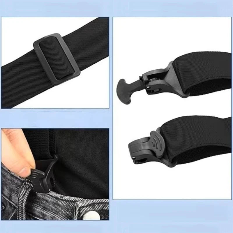 Heavy Duty Work Suspenders for Men 3.8cm Wide X-Back with Plastic Gripper Clasps Adjustable Elastic Trouser Pants Braces-Black