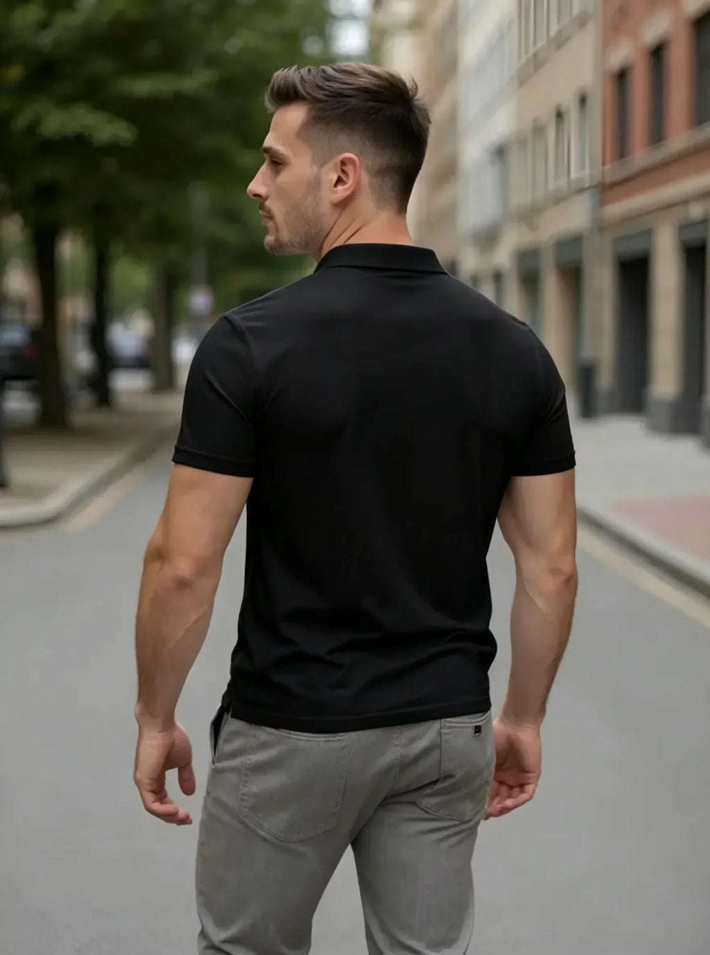 Men's Summer High-End Golf Short-Sleeved Polo Shirt with Collar,Solid Color,Breathable,Office Casual,High-Quality Men's Clothing