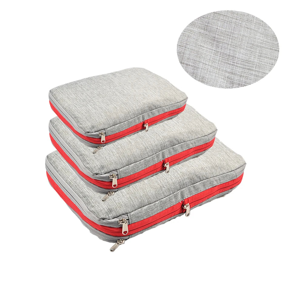 Packing Cubes For Travel Double Compression Pouch Luggage Organizer Storage Bags Large Capacity/Waterproof With Sturdy Zipper