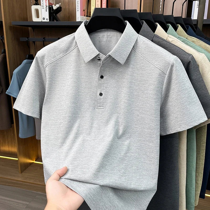 Mens Heathered Polo Shirts Short Sleeve Casual Business Golf Shirt Breathable Quick Dry Lightweight Summer Tops for Men
