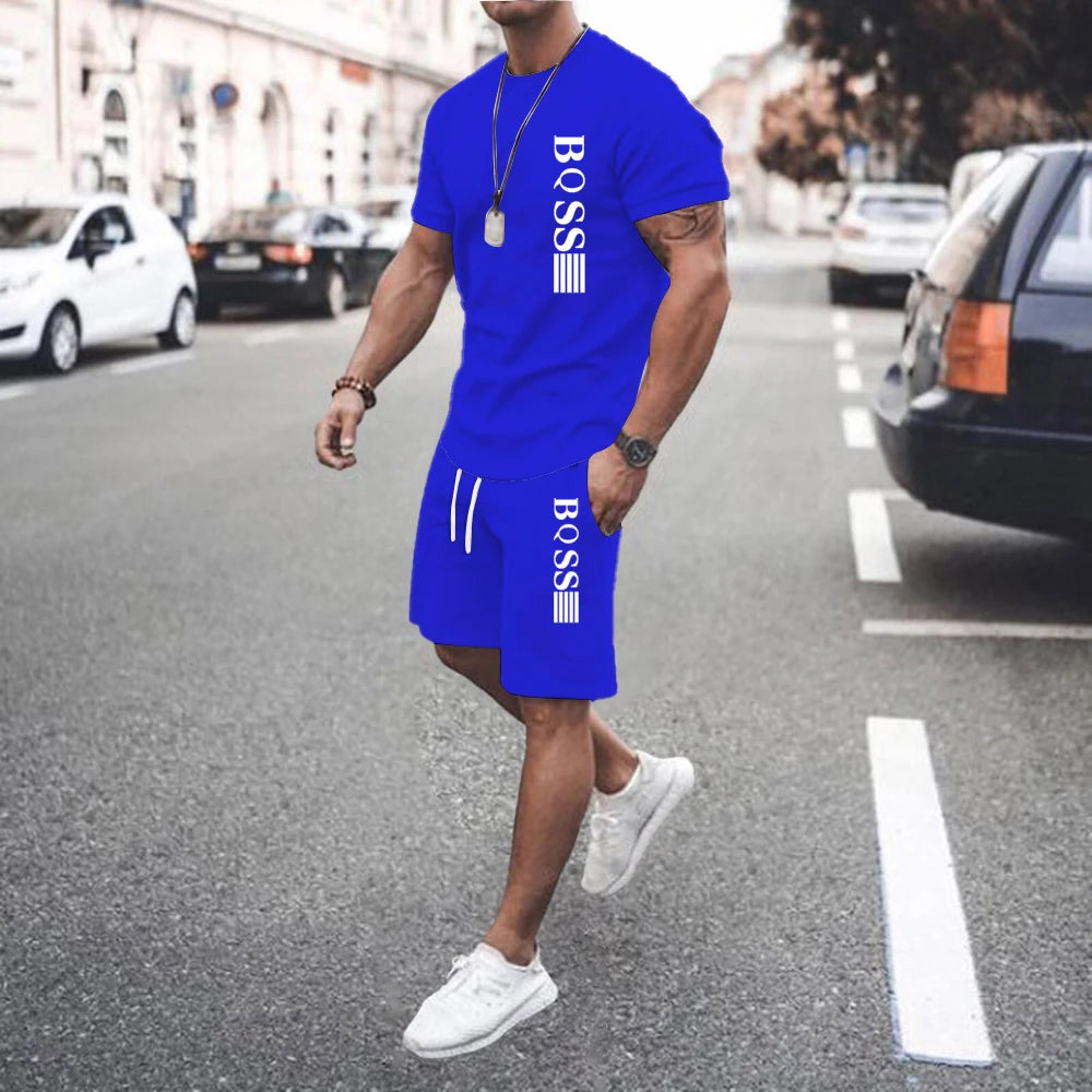 Men Sets 2 Piece Set Tracksuits T shirts Men Sport Set Casual Summer Clothing Y2K Tee Top Joggers Plaid Tshirt Men Shorts Outfit