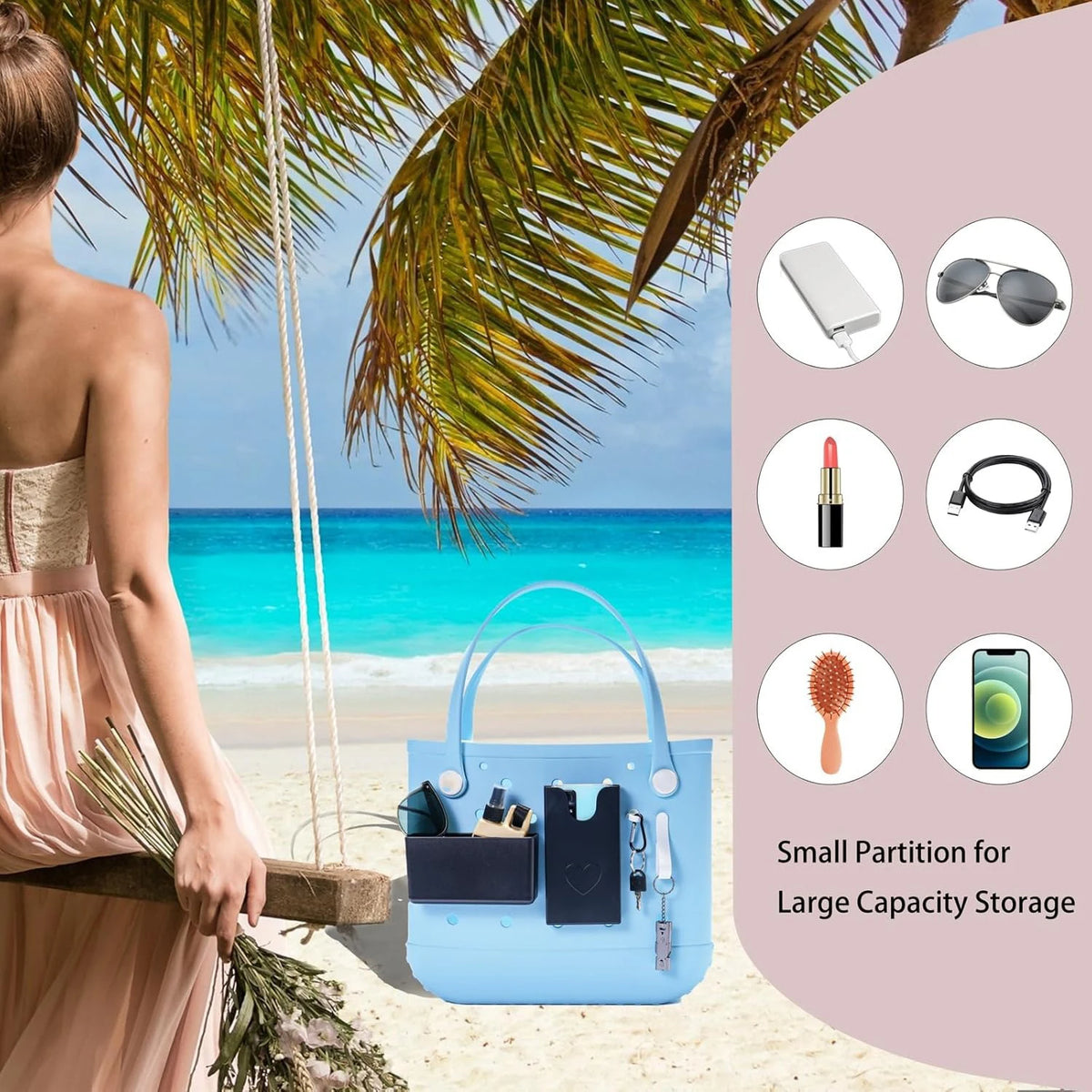4PCS Organizer Holder for Bogg Bag, Accessories for Bogg Bags, Phone Holder Compatible with Bogg Bag Original, White