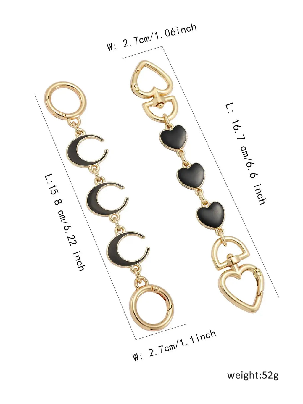 2PCS Purse Chain Extender Bag Extender Chain Purse Strap Extenders for Handbags Crossbody Bag Charms Accessories