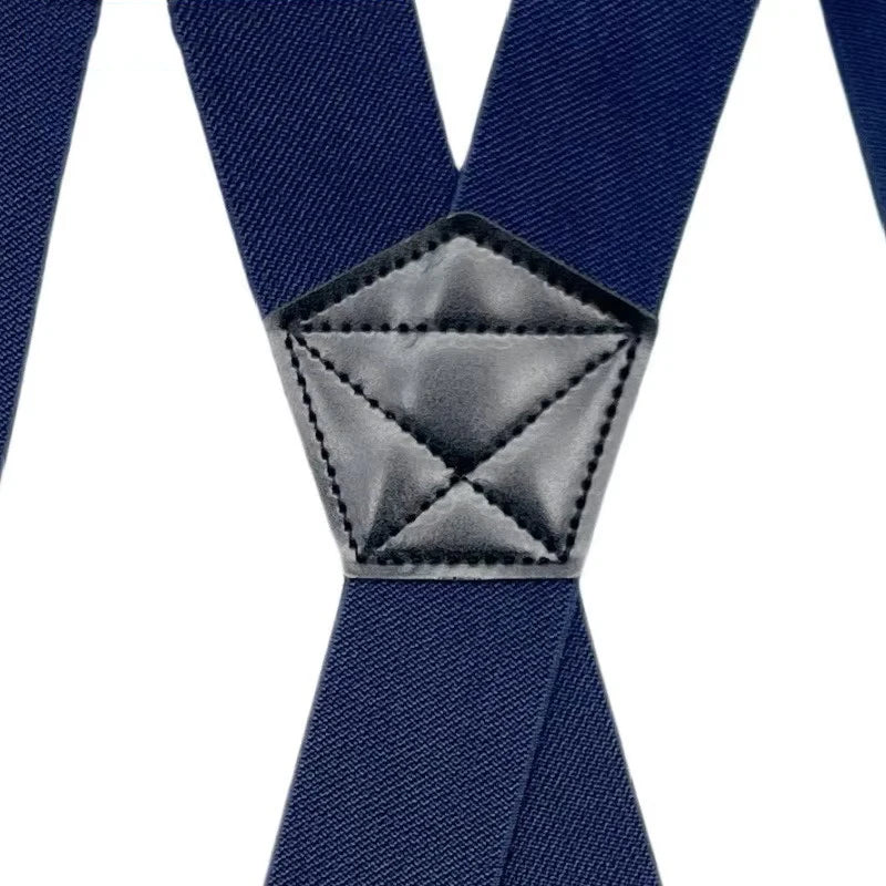 Heavy Duty Work Suspenders for Men 3.8cm Wide X-Back with Plastic Gripper Clasps Adjustable Elastic Trouser Pants Braces-Black