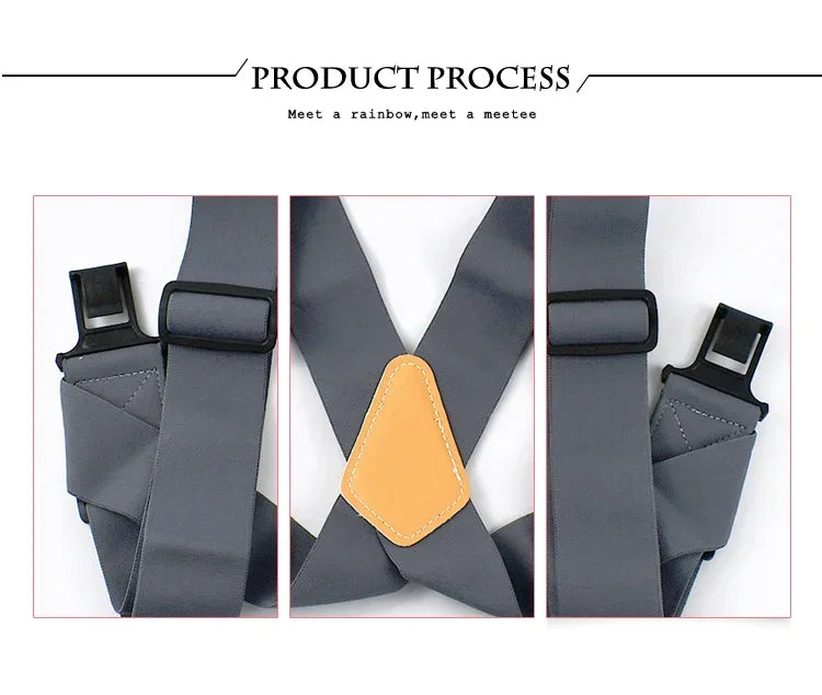 Heavy Duty Work Suspenders for Men X-Back Gripper Clasps Adjustable Strap Fully Elastic Adult Widen Men's Suspender