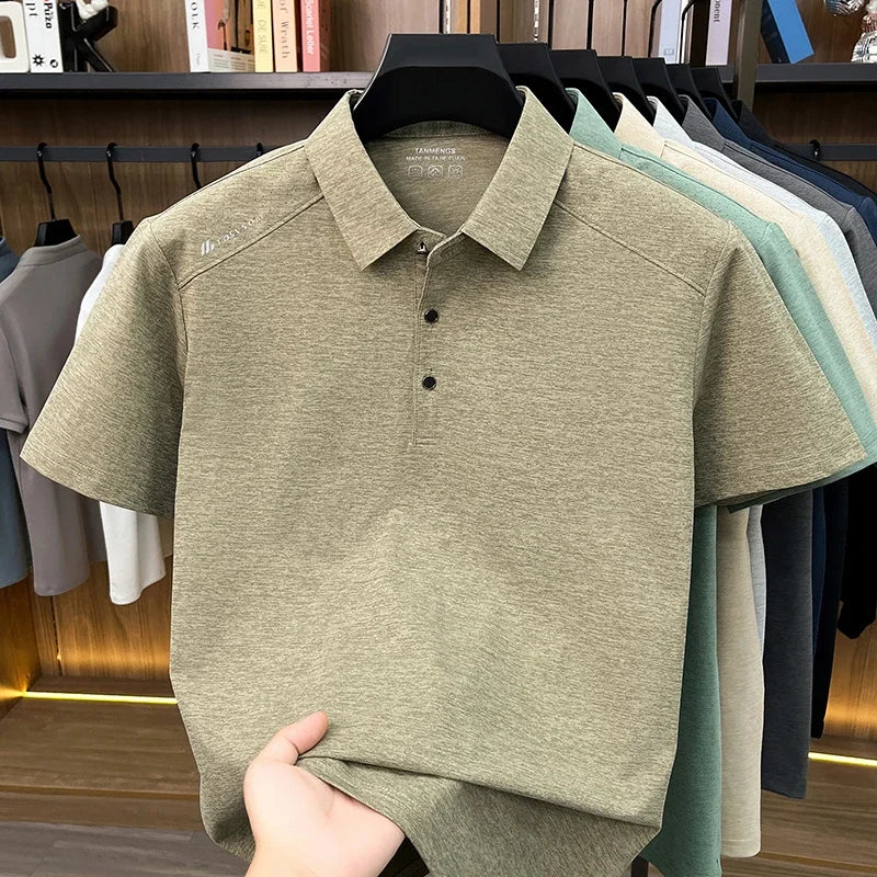 Mens Heathered Polo Shirts Short Sleeve Casual Business Golf Shirt Breathable Quick Dry Lightweight Summer Tops for Men