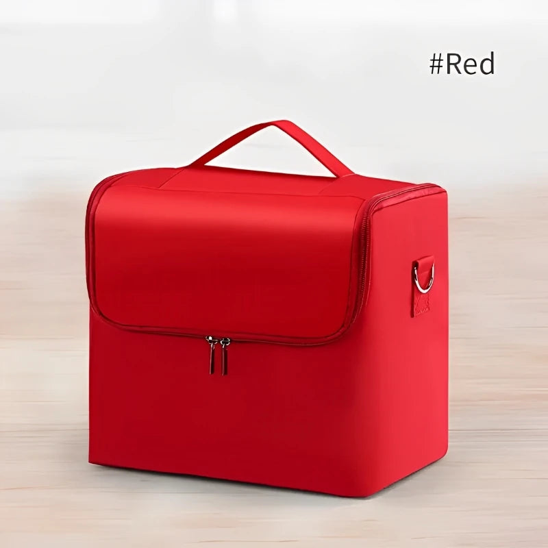 Large Capacity Makeup Train Case Foldable Multi-layer Adjustable Trays Manicurist Box Portable Cosmetic Storage Nail Organizer