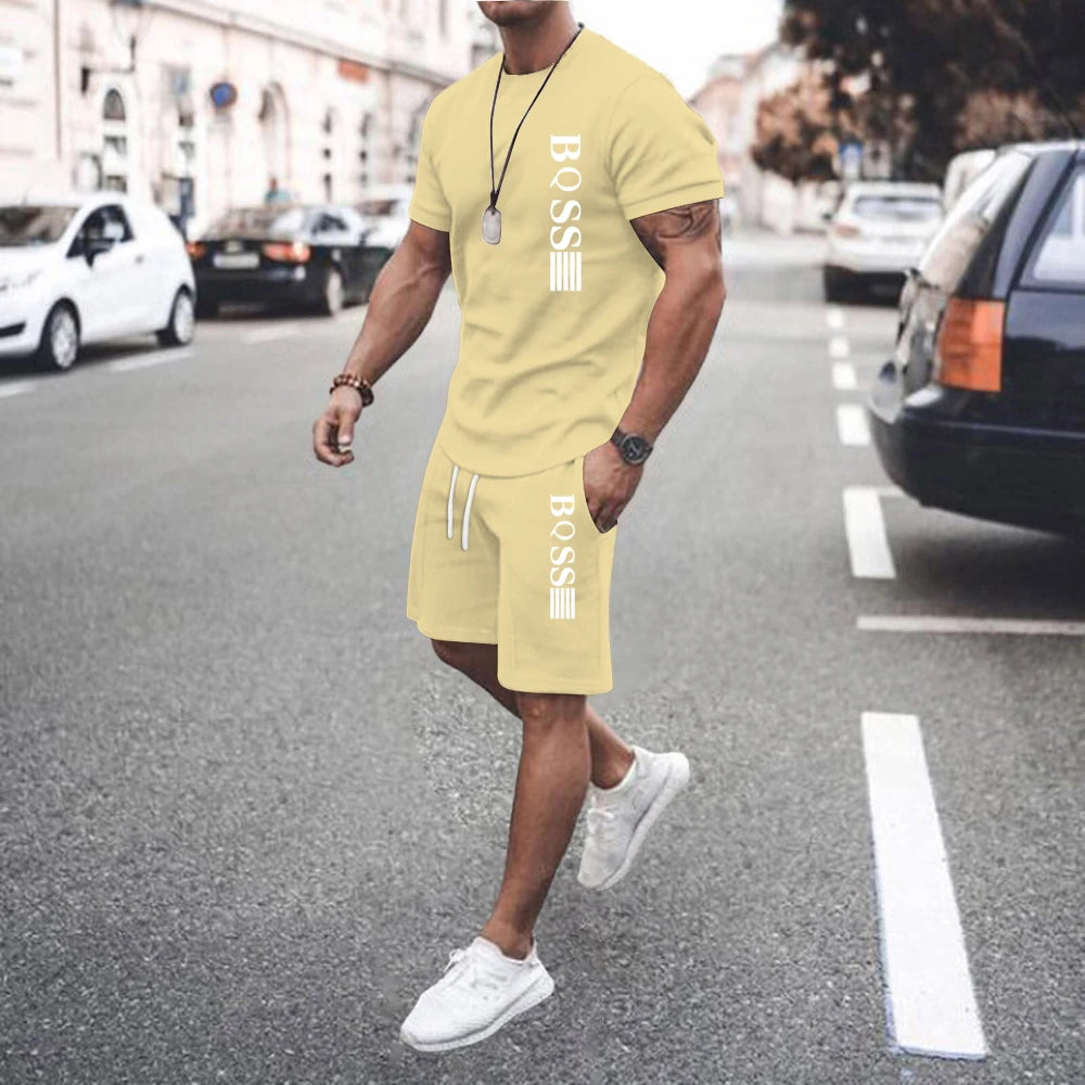 Men Sets 2 Piece Set Tracksuits T shirts Men Sport Set Casual Summer Clothing Y2K Tee Top Joggers Plaid Tshirt Men Shorts Outfit