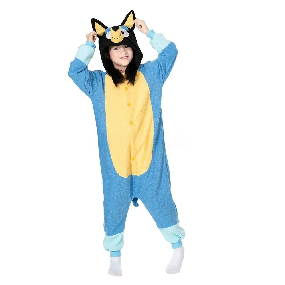 Animal Kigurumi Costume Halloween Onesie Blue Dog For Women Men Adult Kids Pyjamas Cartoon Pajama Cosplay Party Homewear
