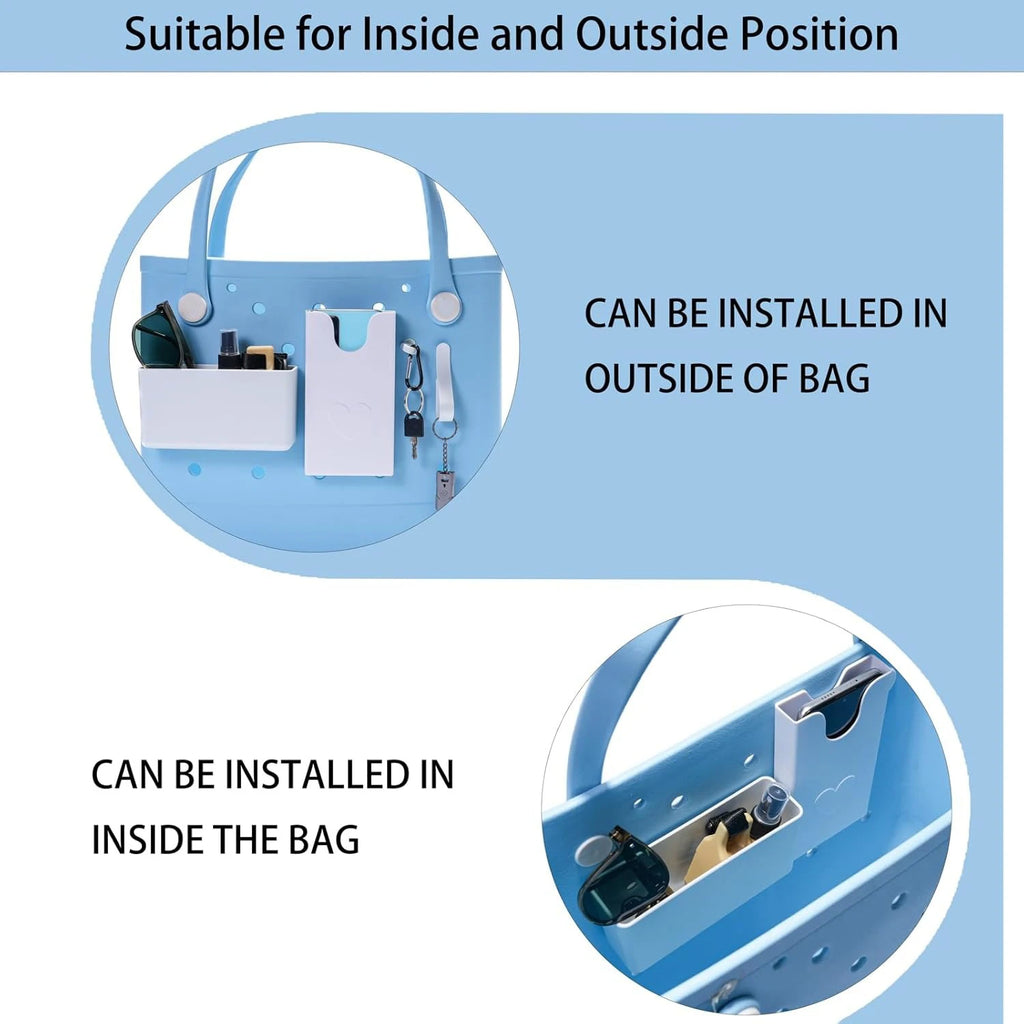 4PCS Organizer Holder for Bogg Bag, Accessories for Bogg Bags, Phone Holder Compatible with Bogg Bag Original, White