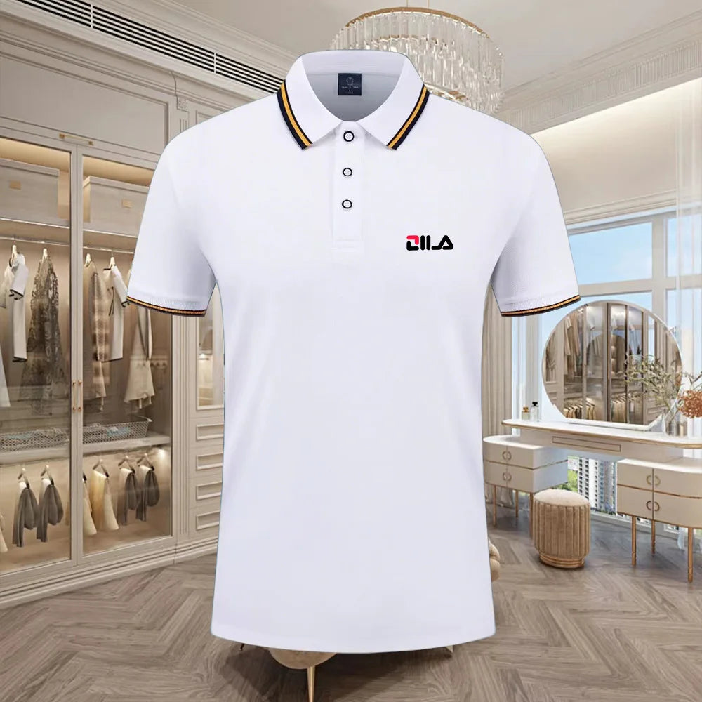 Classic Men Short Sleeve Polo Shirt 100% Mercerized Cotton Breathable Summer Golf Business Casual Athletic Tops
