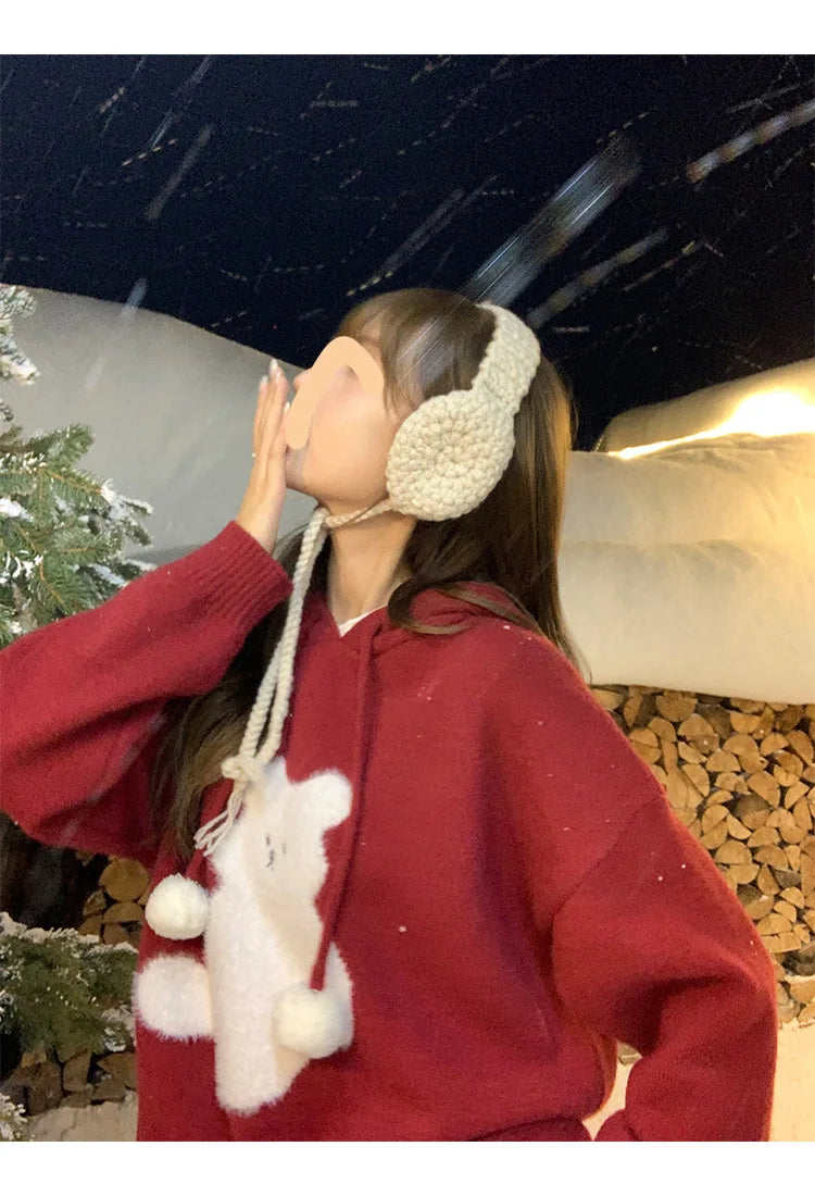 Cartoon Hooded Long Sleeve Sweater 2025 Autumn New Design Loose Top for Women