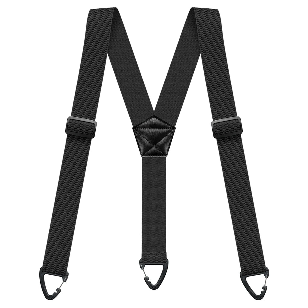 Heavy Duty Suspenders for Men Work Biker Outdoor 3.8cm Wide X-Back with 4 Snap Hook Adjustable Elastic Trouser Braces Strap Belt