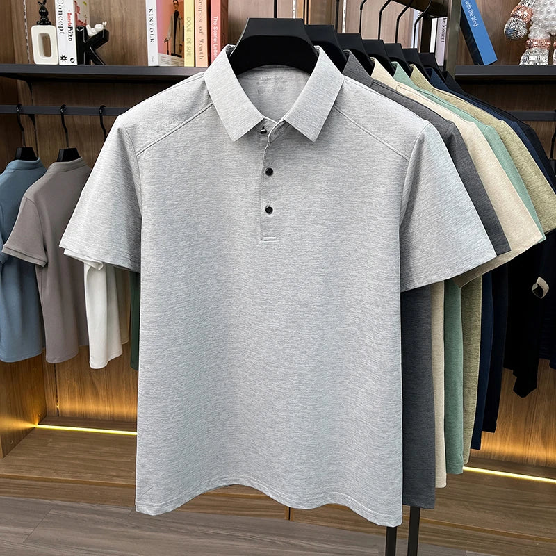 Mens Heathered Polo Shirts Short Sleeve Casual Business Golf Shirt Breathable Quick Dry Lightweight Summer Tops for Men