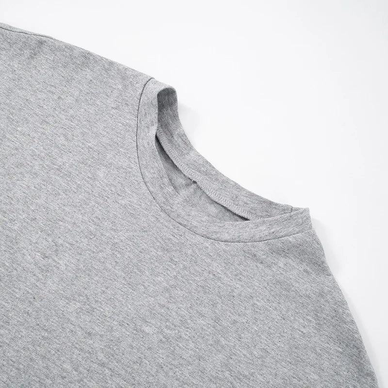 Fashion Casual Solid Gray Cropped T-shirt 2025 Woman Clothes O-neck Corset Tops Streetwear Girls Spring Summer Short Tee Shirts
