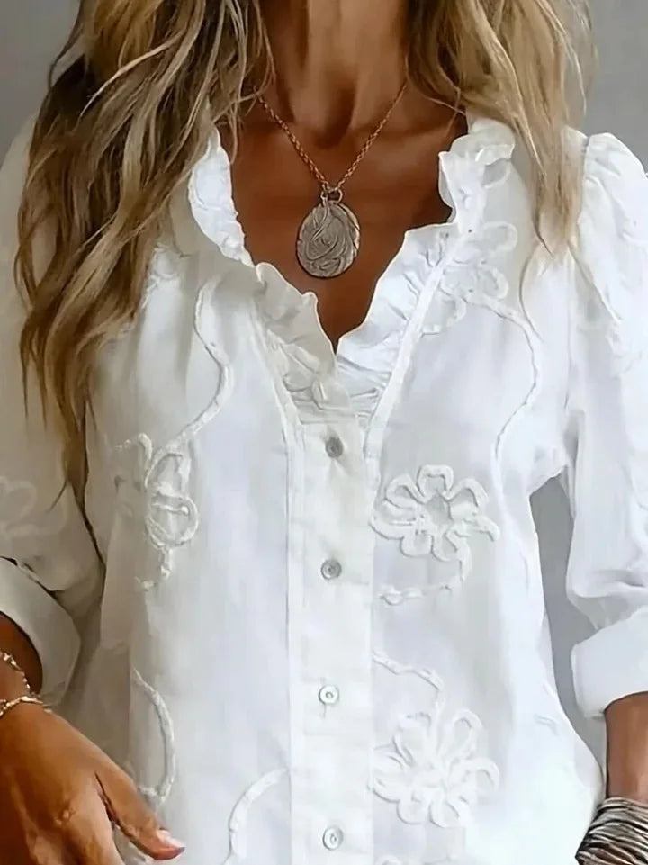 New Women Shirt Tops Button Up White Autumn Fashion V Neck Long Sleeve Casual Shirts Womens Clothing women's blouses and shirts