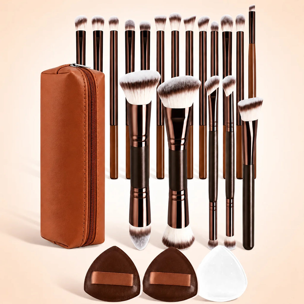 5pcs/18pcs/21pcs Makeup Tool Set, Including 18pcs Makeup Brush Sets+1pc Makeup Bag+2pcs Air Cushion Puff Accessories