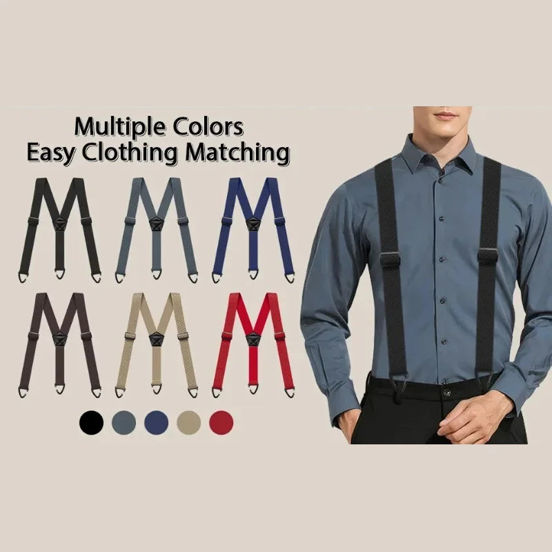 Hidden Suspenders for Men Heavy Duty Work Under Y Back Suspender Clothes 1.5 Inches with 3 Snap Loop