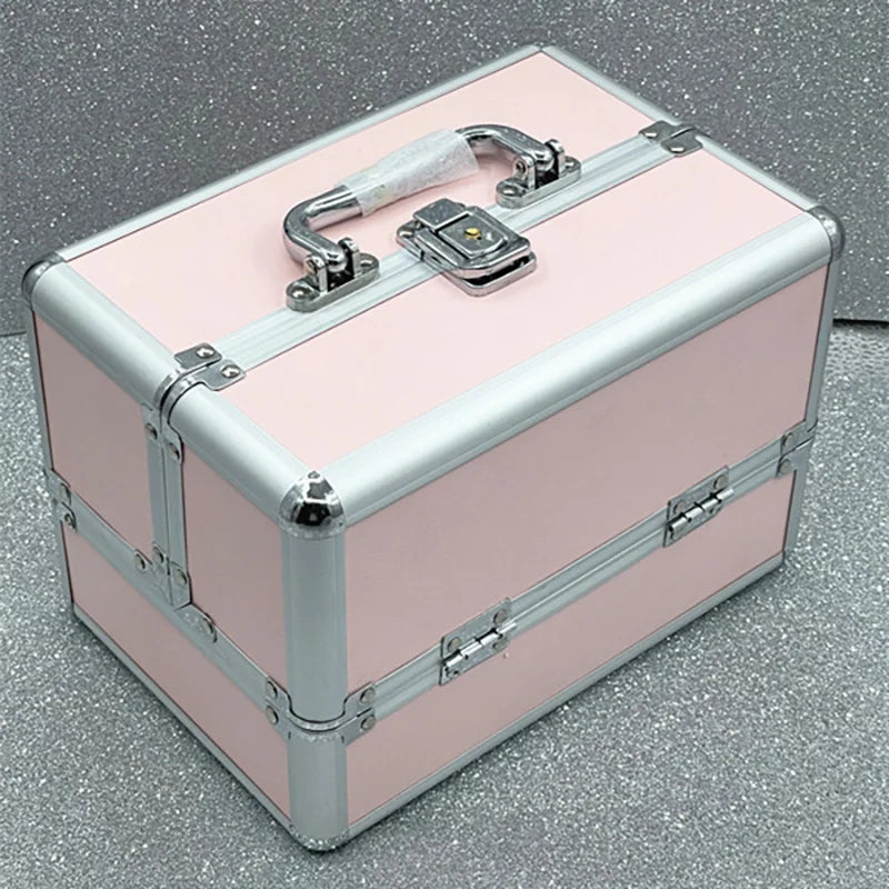 Portable Makeup Train Case Large Capacity Adjustable 4 Sliding Trays Cosmetic Case Storage Organizer for Jewelry Nails Beauty