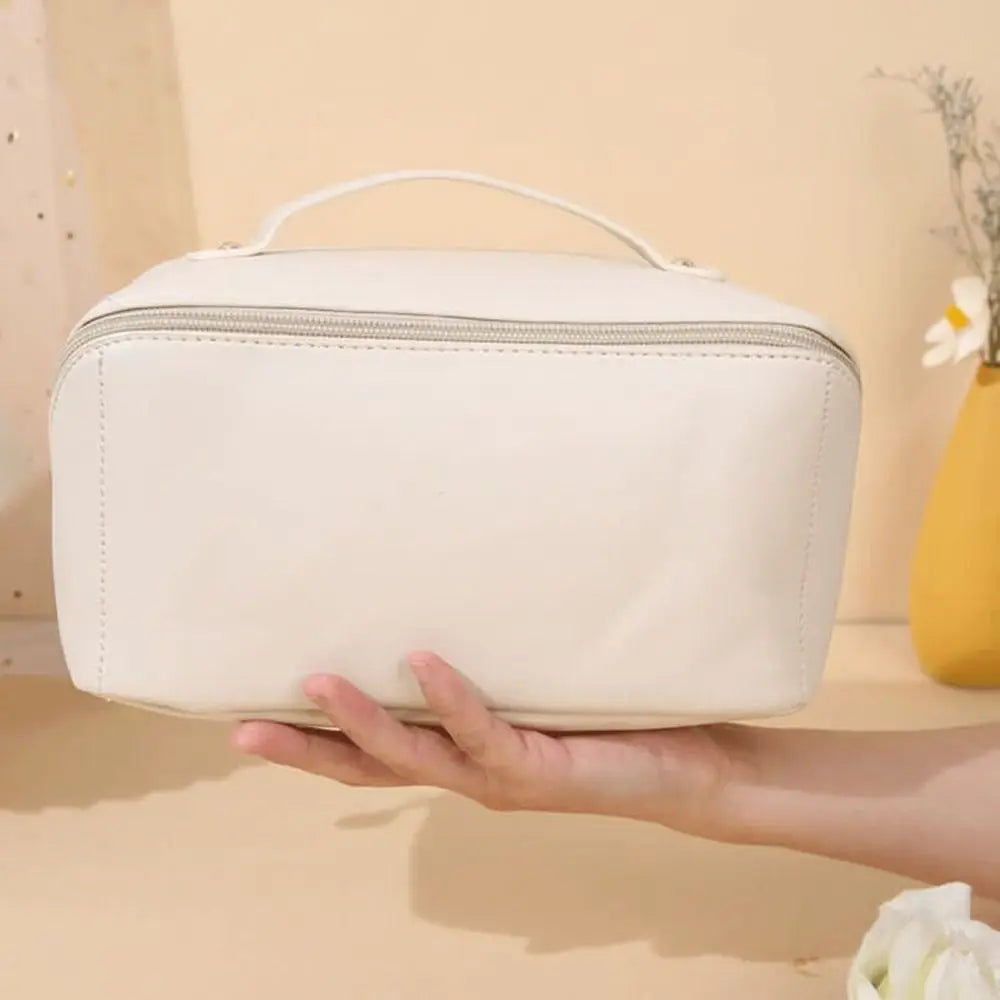 Portable Large Capacity Makeup Travel Cosmetic Bag Organizer with Brushes Slots Dividers Multifunction Storage Case