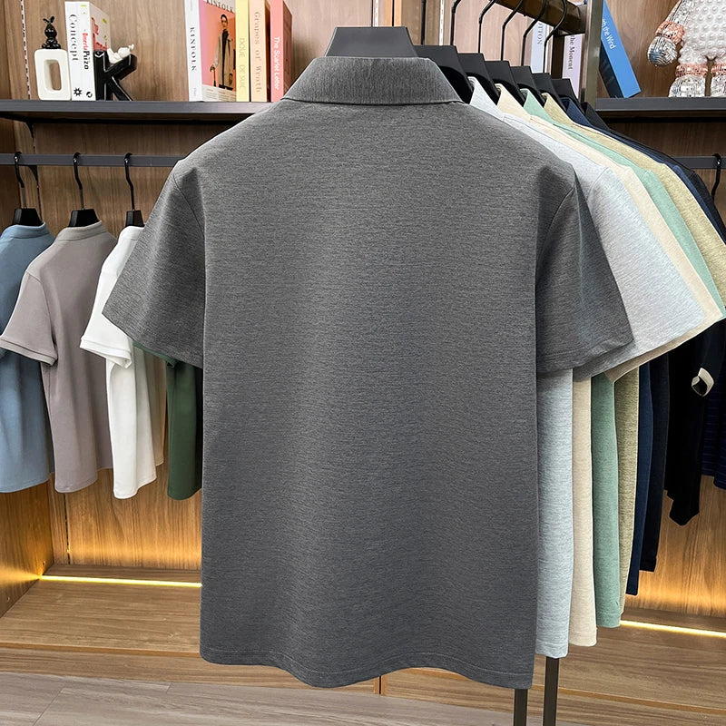Mens Heathered Polo Shirts Short Sleeve Casual Business Golf Shirt Breathable Quick Dry Lightweight Summer Tops for Men
