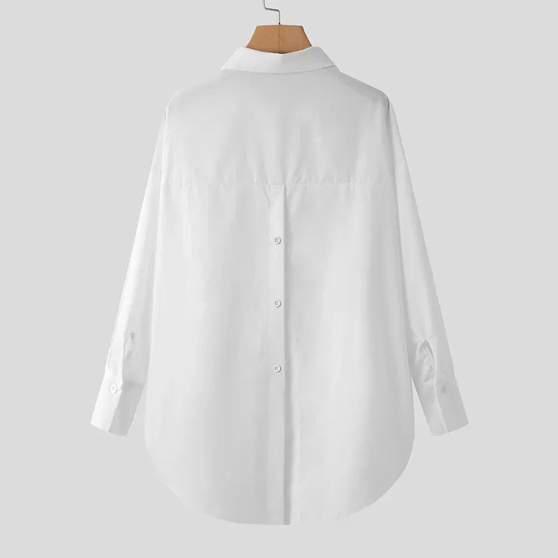 2025 Summer Fashion Women Shirts White Tunics Blouse Long Sleeve Top Casual Solid Button Loose Tops