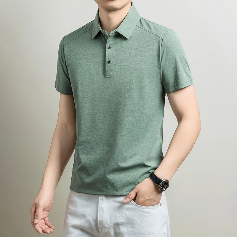 Mens Heathered Polo Shirts Short Sleeve Casual Business Golf Shirt Breathable Quick Dry Lightweight Summer Tops for Men
