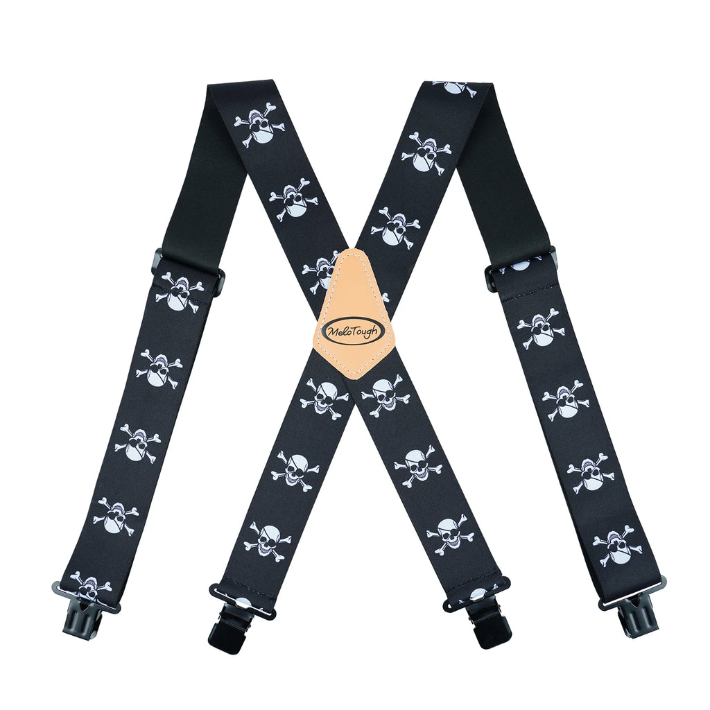 Suspenders Man For Pants 2" Wide Adjustable and Elastic Braces X Shape With Strong Clips - Heavy Duty Elastic Braces For Men