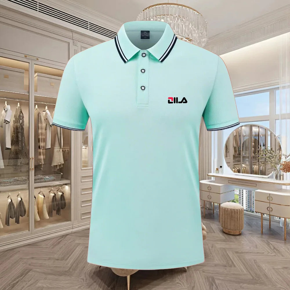 Classic Men Short Sleeve Polo Shirt 100% Mercerized Cotton Breathable Summer Golf Business Casual Athletic Tops