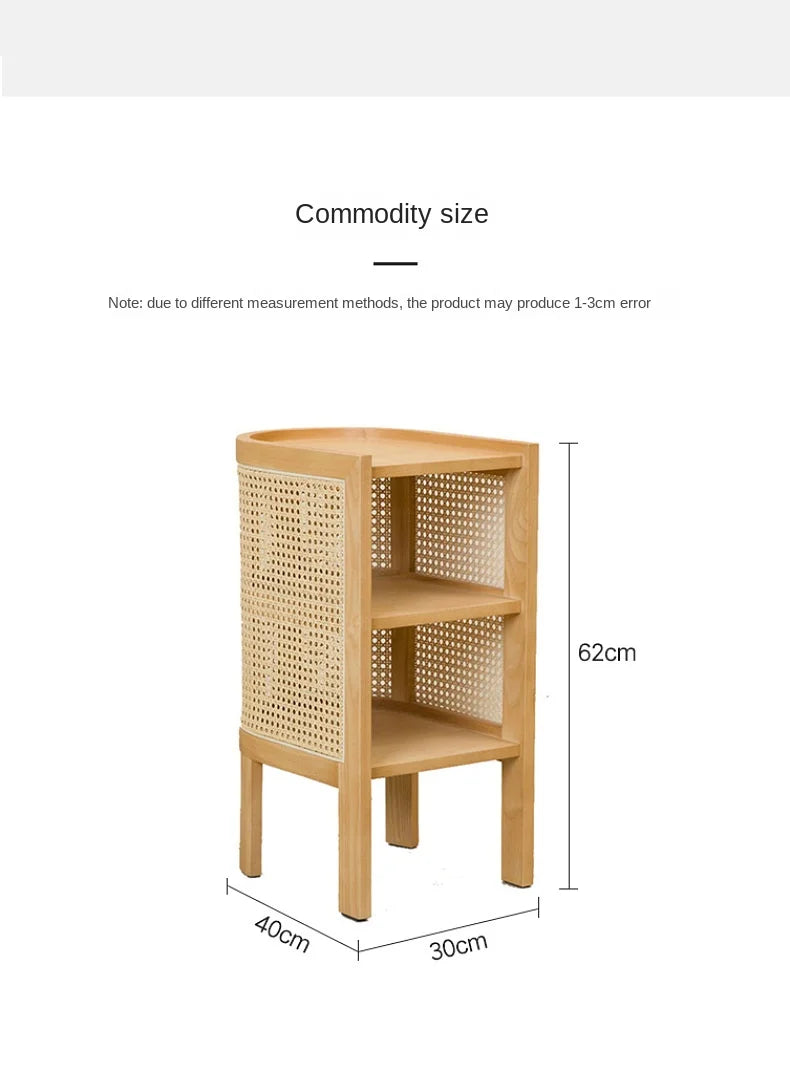 JOYLIVE Modern Minimalist Style Creative Home Homestay Hotel Bedroom Solid Wood Rattan Bedside Table Edge Cabinet Drop-shipping