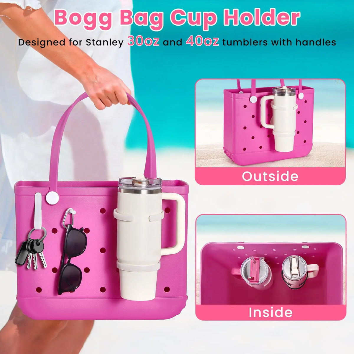 Cup Holder for Bogg Bag  Compatible with 30oz/40oz Tumblers Adjustable Bogg Bag Water Bottle Accessories