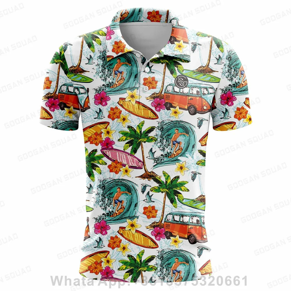Summer Casual T-shirts Mens Short Sleeve Polo Shirts Lapel Button Work Clothing Shirts Quick Dry Tee Sports Golf T-shirt 2023