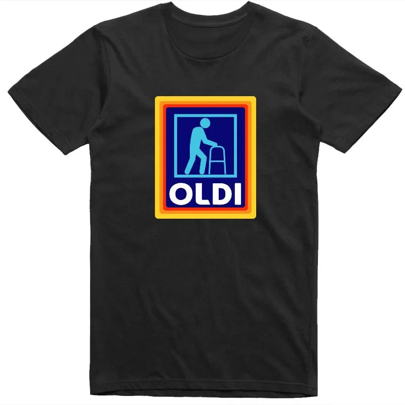 Fathers Day Gift Mens Funny T-Shirt Oldi Parody Gift Summer Men's and Women's Loose and Breathable T-shirt Top