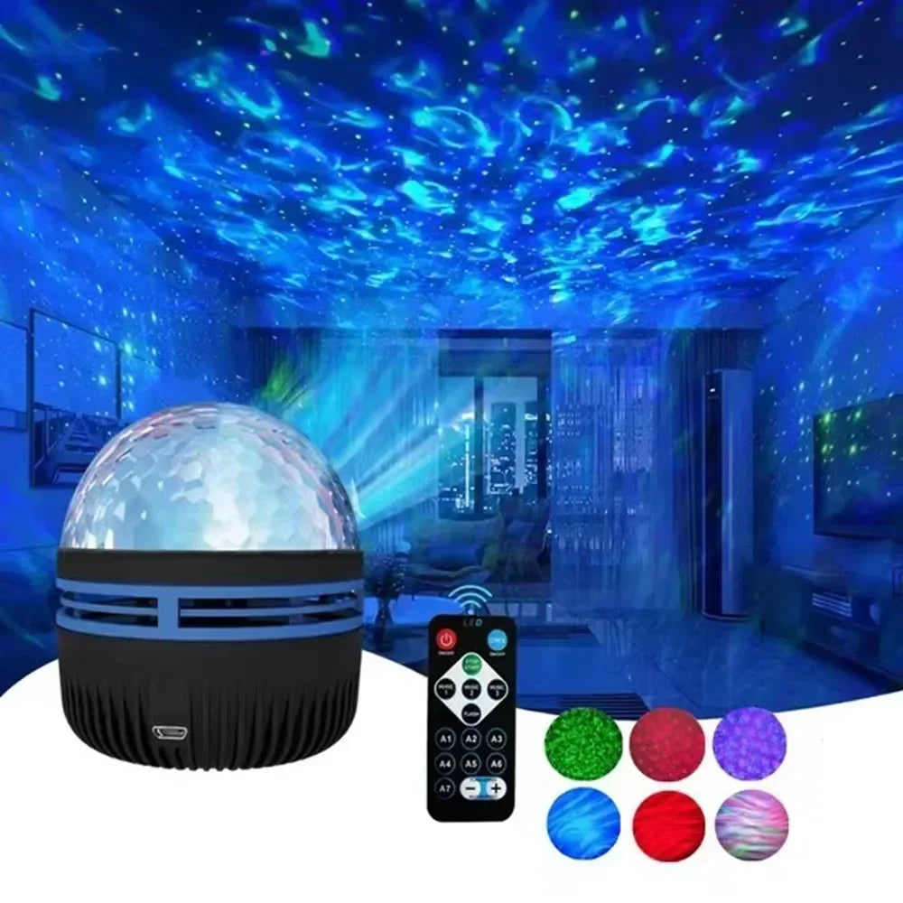 Galaxy Starry Sky Projector Light USB Remote Control Rotating Multicolour Night Light for Bedrooms Ambiance Christmas Decoration