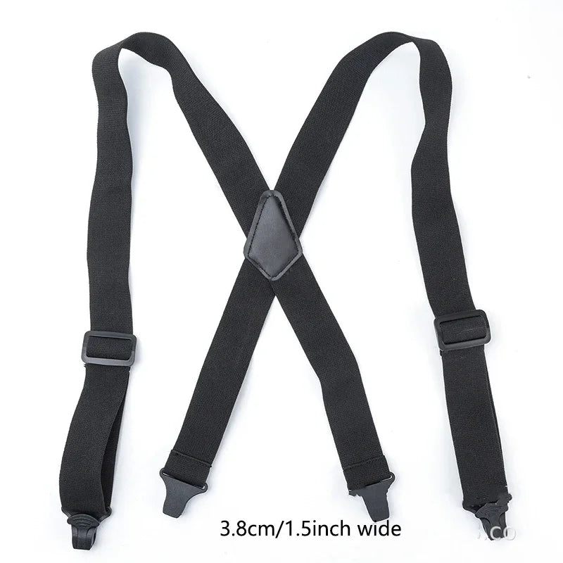 Heavy Duty Work Suspenders for Men X-Back Gripper Clasps Adjustable Strap Fully Elastic Adult Widen Men's Suspender