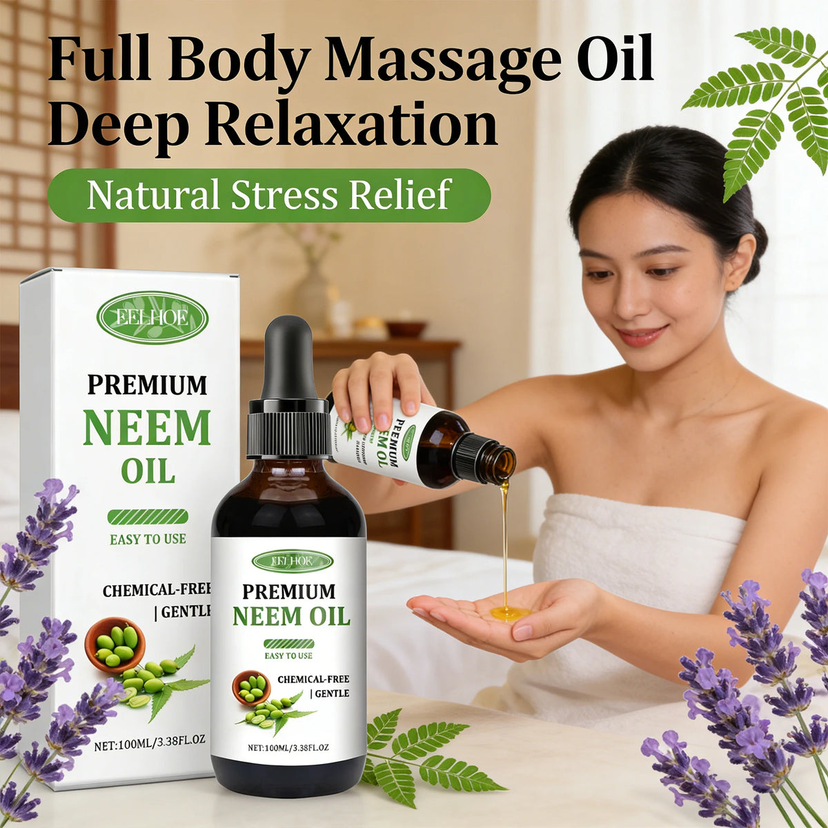Premium Neem Oil Activating Hair Follicles Stimulate Hair Growth Deeply Moisturizing Skin Nourish Nail Surface Neem Massage Oil