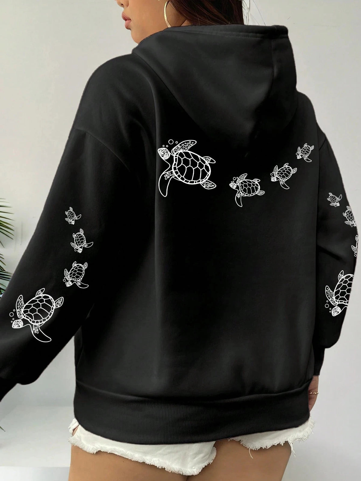 Creative Turtle Swimming Prints Women Clothing Hoodie Warm Sport Tops All-Match Comfortable Sportswears Soft Trendy Clothes