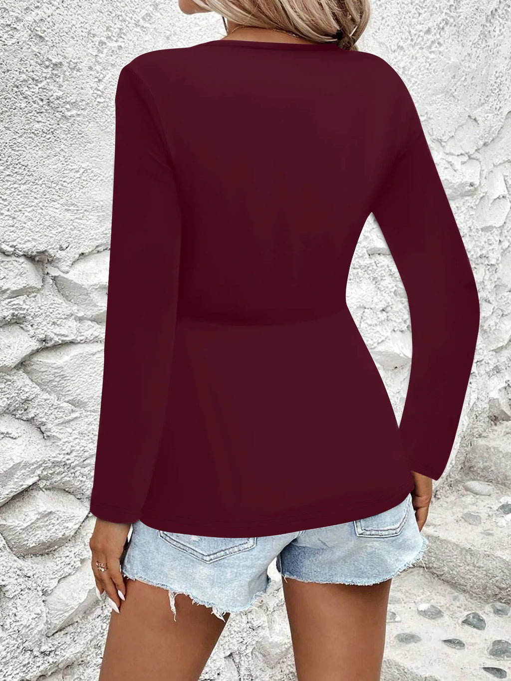 2025 New Women'S Long Sleeve T Shirts Fall Casual Tops Trendy Kink Solid Colors Blouses Autumn Pullover Clothes Camiseta Mujer