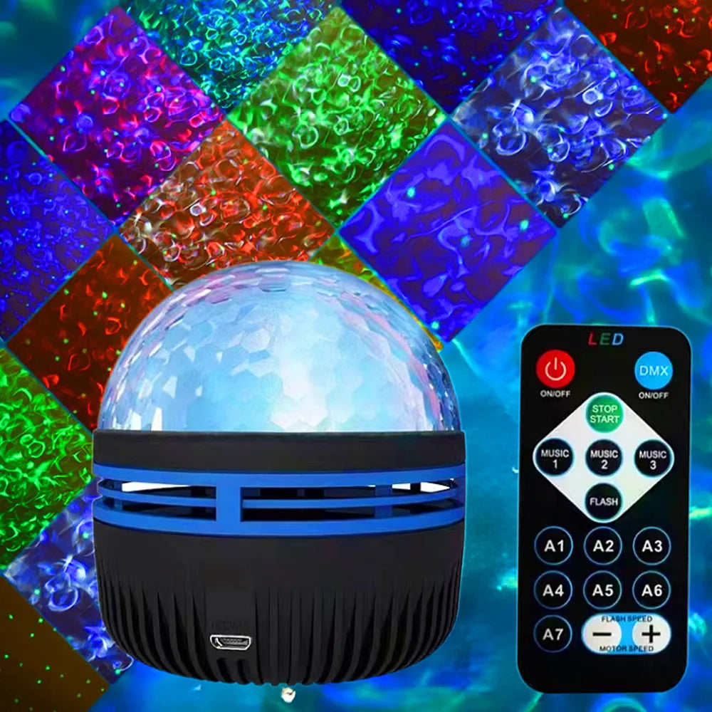 LED Starry Galaxy Projector Light RGB Smart Remote Control Star Aurora Lamp KTV USB Powered Auto Rotating for Home Bedroom Decor