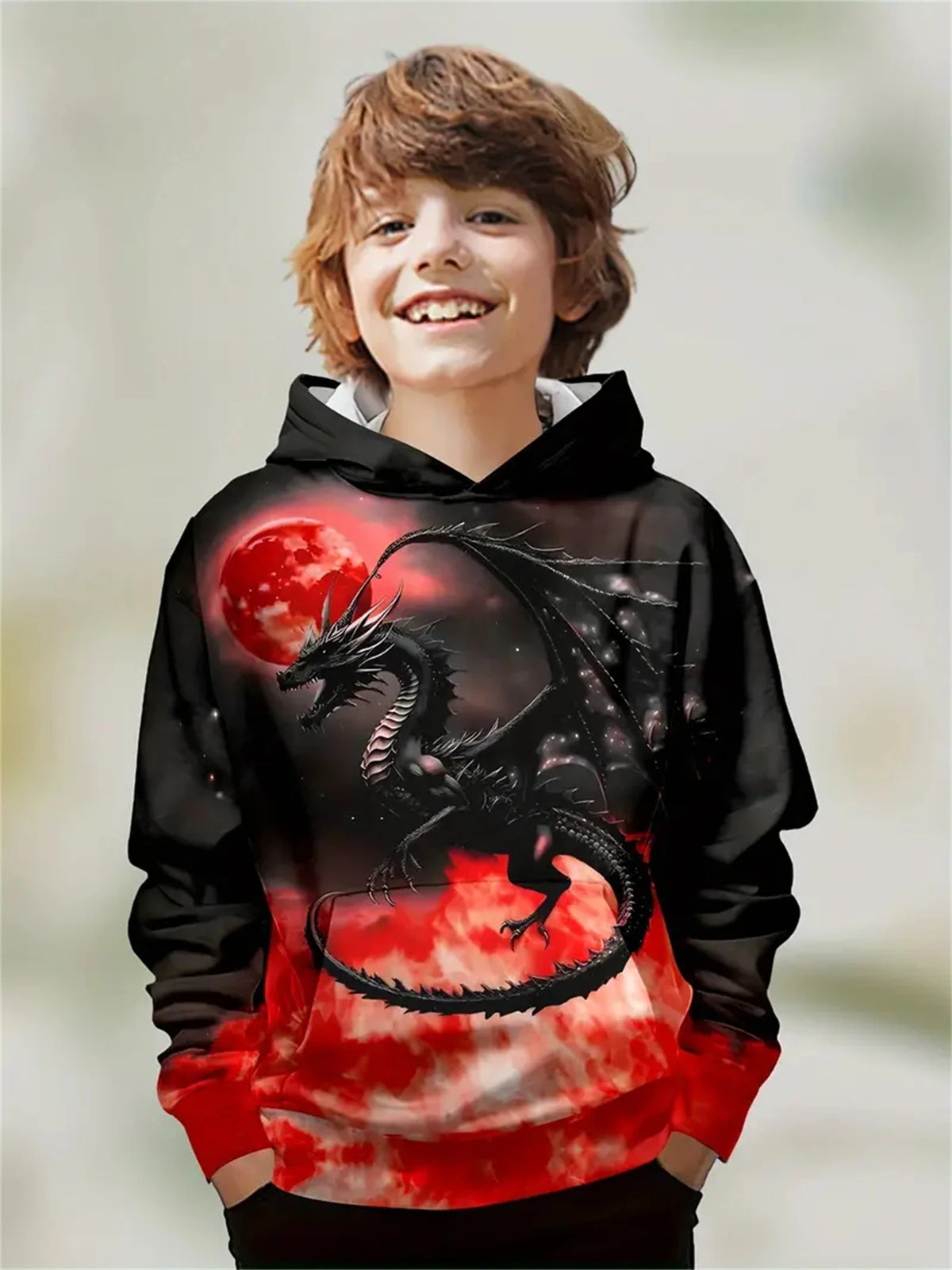 Child Sweatshirt Boys' Fashion Motocross Racing 3D Printed Casual Hoodie Long Sleeve Polyester Sport Tops Pullover Kids Clothes