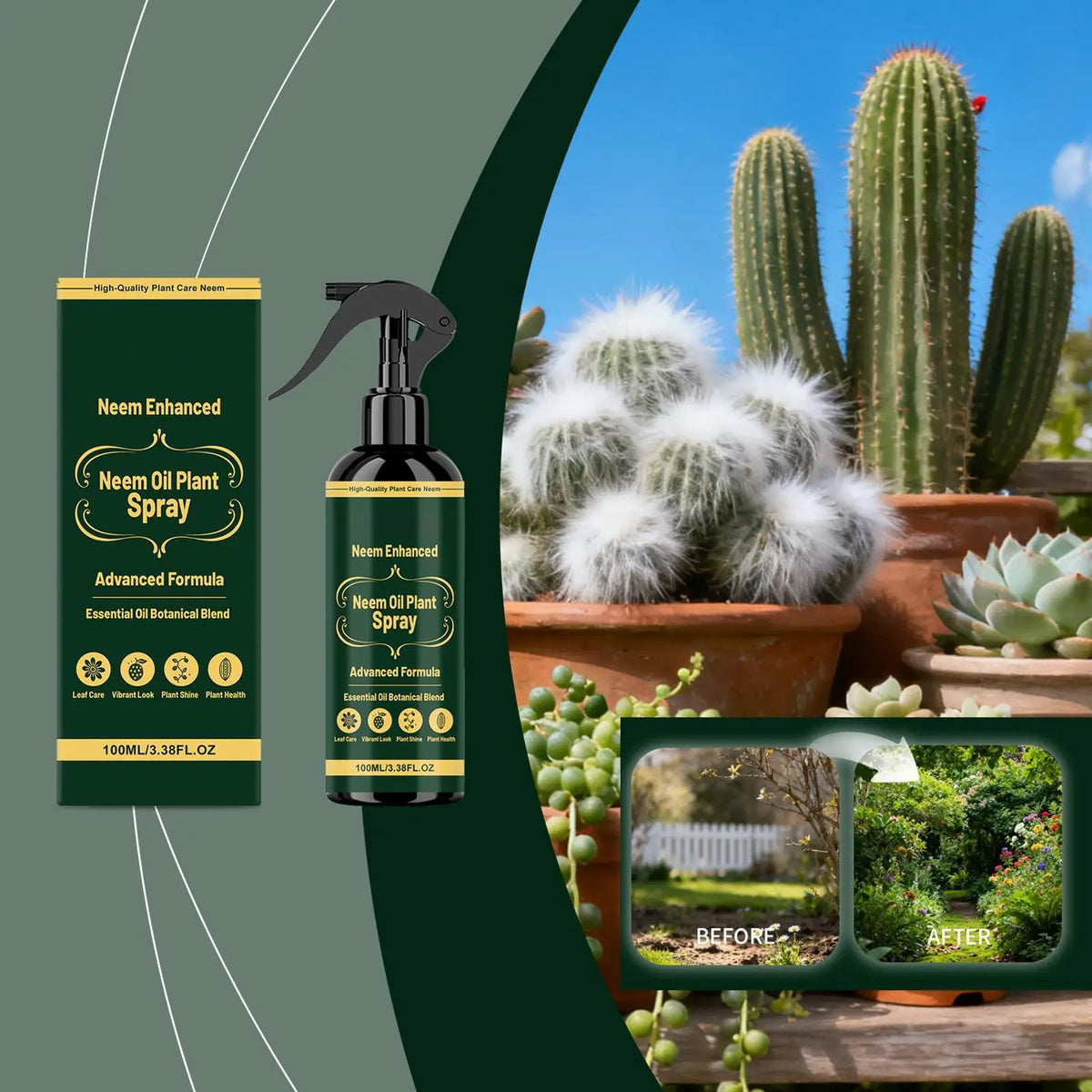 Neem Oil Plant Spray Leaf Cleaner Shine Indoor Outdoor Plants Leaf Nutrient Supplement Long Lasting Protection Plant Health Care
