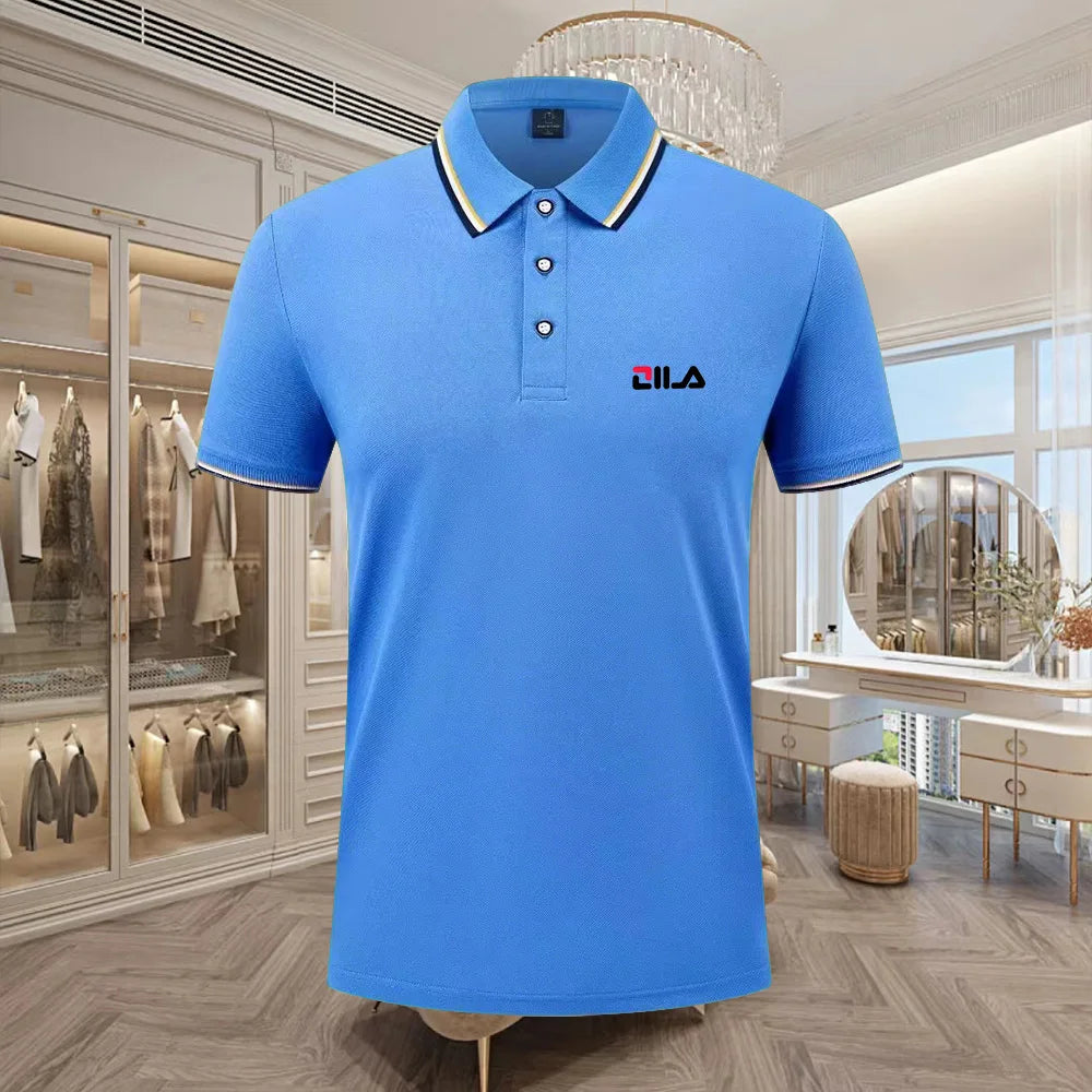 Classic Men Short Sleeve Polo Shirt 100% Mercerized Cotton Breathable Summer Golf Business Casual Athletic Tops